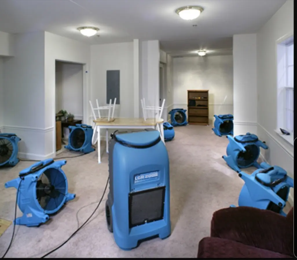 Air movers and dehumidifier setup for Water Extraction & Removal in Bordentown